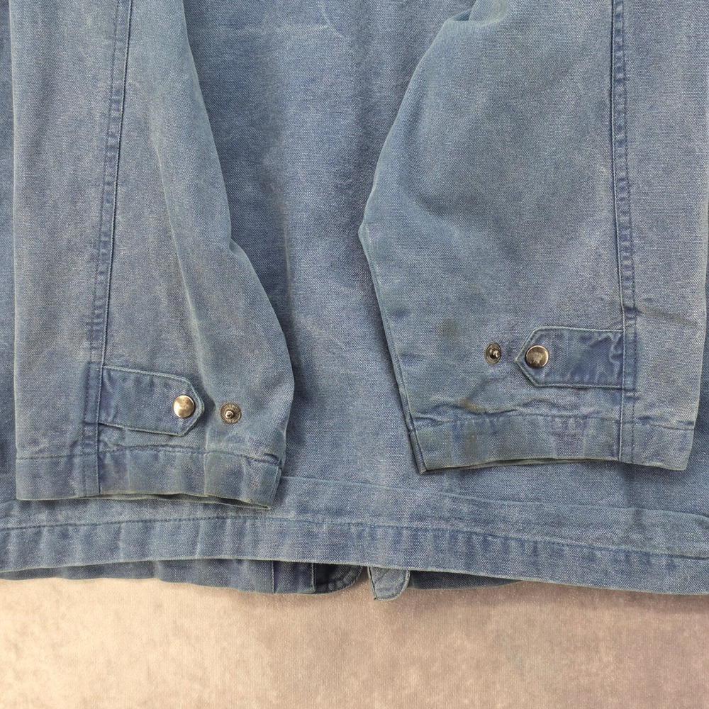 Vintage RedHead Lined Field Jacket Mens Large Blue Canvas Leather Collar Plaid - Picture 8 of 11